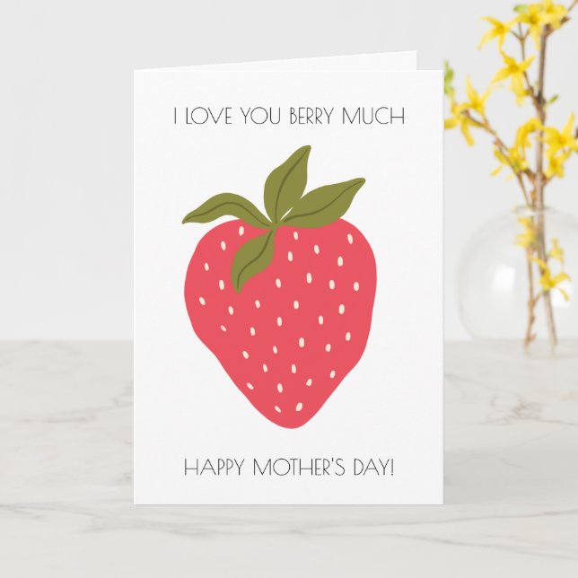 Funny Strawberry Mors dag Card Kort (Gul blomma)