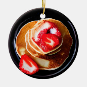 Funny Strawberry Pancakes Pun jul Julgransprydnad Keramik
