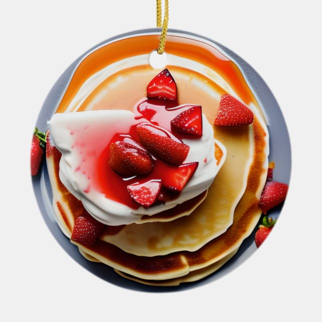 Funny Strawberry Pancakes Pun jul Julgransprydnad Keramik (Framsidan)