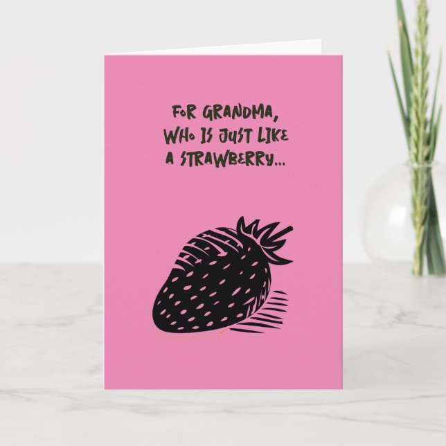 Funny Strawberry Pun Birthday för farmors Rosa Kort (Framsida)