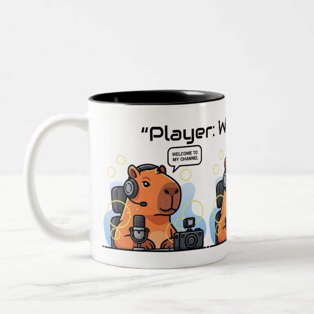Funny Streamer Capybara Mug – Custom Channel Name Två-Tonad Mugg (Vänster)