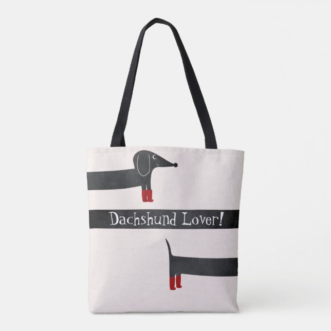 Funny Stretched Body Dachshund Älskare Tote Bag Tygkasse (Baksida)