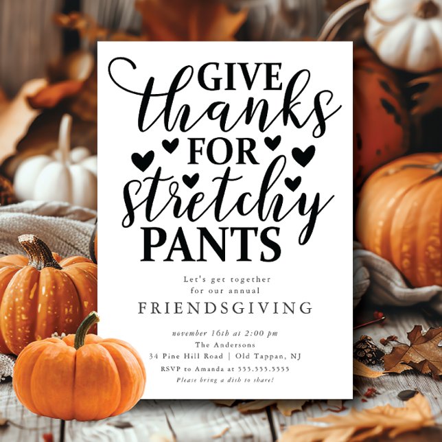 Funny Stretchy Byxor Friendsgiving Inbjudningar (Skapare uppladdad)