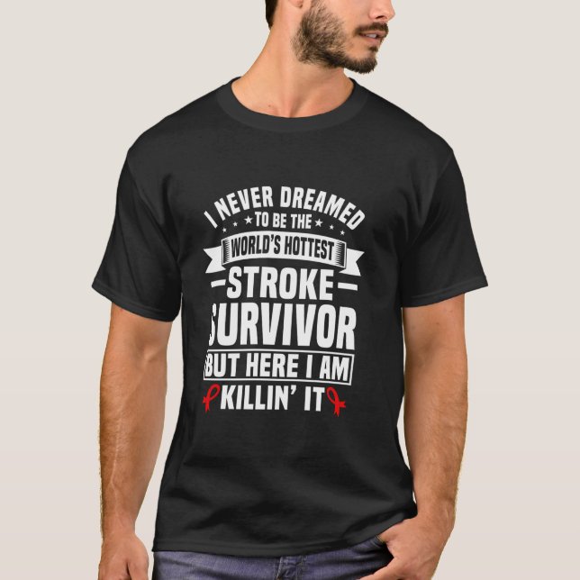 Funny Stroke Survivor Humor Red Ribbon Stroke Supp T Shirt (Framsida)