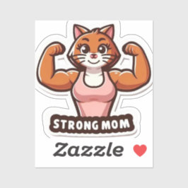 Funny Strong Cat Mom Sticker Klistermärken