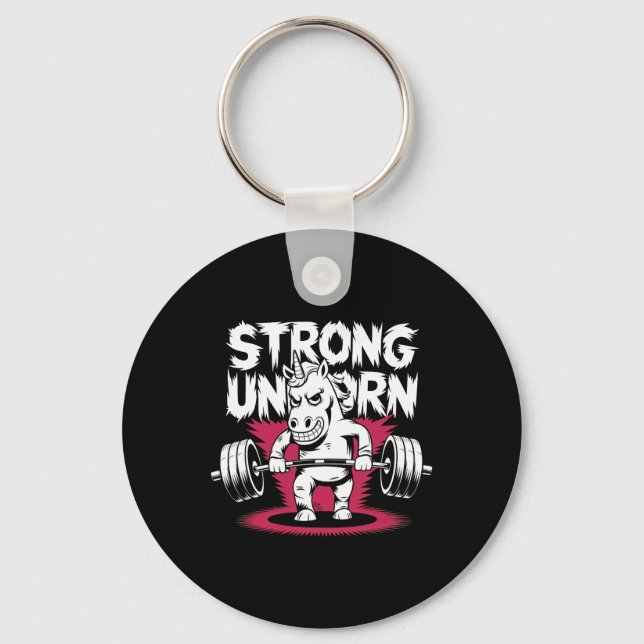 Funny Strong Deadlift Bodybuilding Unicorn Nyckelring (Framsida)