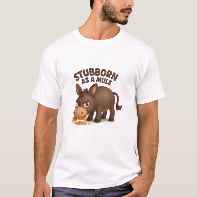 Funny stubborn mule – grumpy cartoon donkey t shirt (Framsida)