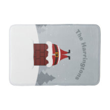 Funny Stuck Santa, anpassade namnbad mattor