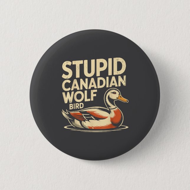 Funny Stud Canadian Wolf Bird Loon Hockey Wildlife Knapp (Framsida)