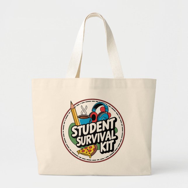 Funny Student Survival Kit Back to school Shirt Jumbo Tygkasse (Framsidan)