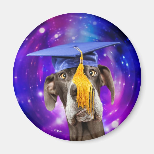 Funny Studenten Hund Wearing Hat Magnet (Framsidan)