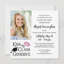 Funny Studenten KISS MY CLASS GOODBYE One Photo Inbjudningar