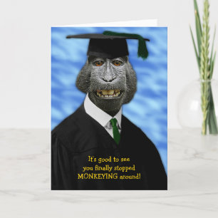 Funny Studenten Monkey Macaque-Grattisar Helgkort