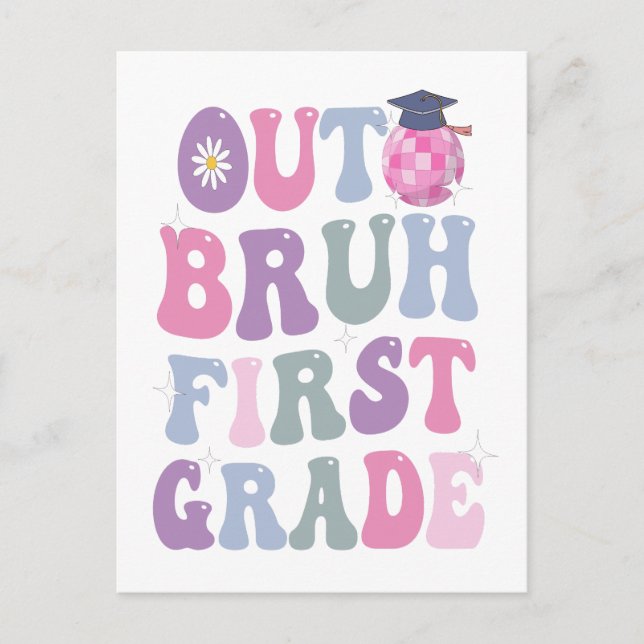 Funny Studenten ut Bruh Klass Groovy Gift Inbjudan Vykort (Framsida)
