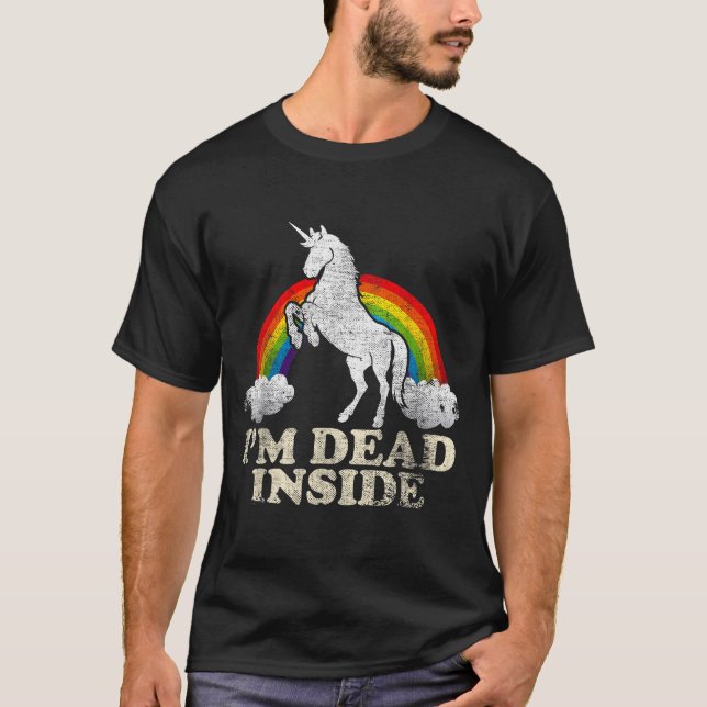 Funny Stuff - Unicorn I'm Dead Inside Sarcastic De T Shirt (Framsida)