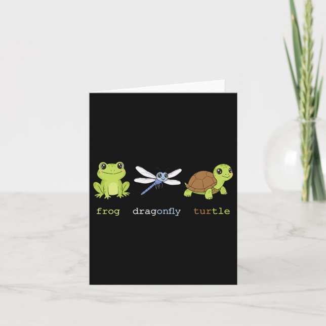 Funny Subtle POLIFrog Dragonfly Turtle Resis Kort (Framsida)