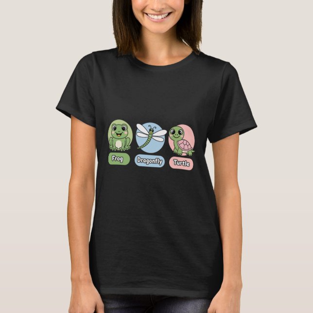 Funny Subtle Politiskt humor Frog Dragonfly Turtle T Shirt (Framsida)