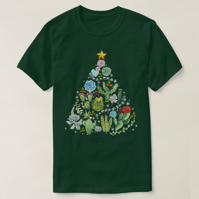 Funny Succulent Christmas Tree Cactus Gardener Xma T Shirt (Design framsida)