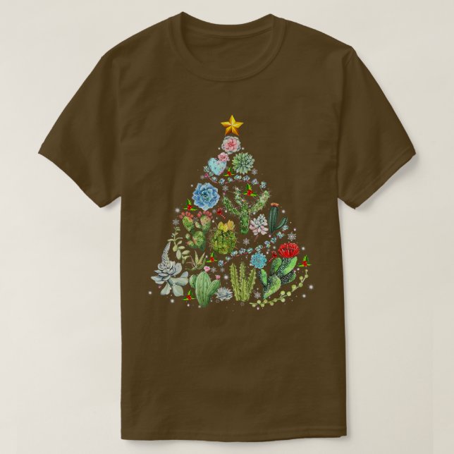Funny Succulent Julgran Cactus Gardener Xma T Shirt (Design framsida)