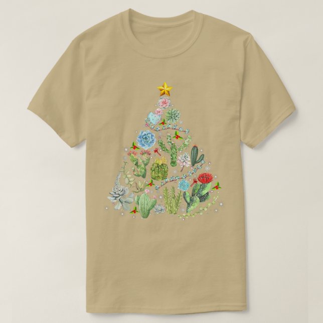 Funny Succulent Julgran Cactus Gardener Xma T Shirt (Design framsida)