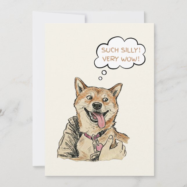 Funny "Such Silly Very Wow" Shiba Inu Doge MemeArt Julkort (Framsida)
