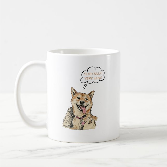 Funny "Such Silly Very Wow" Shiba Inu Doge MemeArt Kaffemugg (Vänster)
