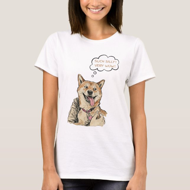Funny "Such Silly Very Wow" Shiba Inu Doge MemeArt T Shirt (Framsida)