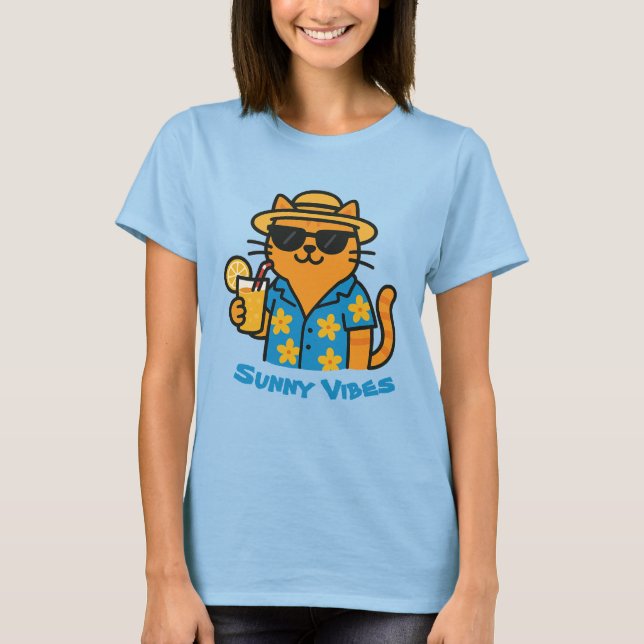 Funny Summer Cat T-Shirt - Cute Beach Vibes (Framsida)