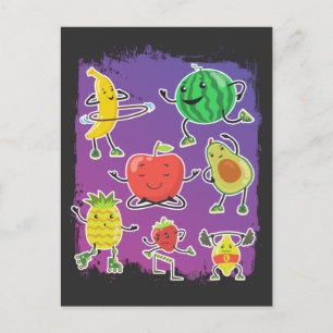 Funny Summer Fruits Healthy Food Sport Älskare Vykort