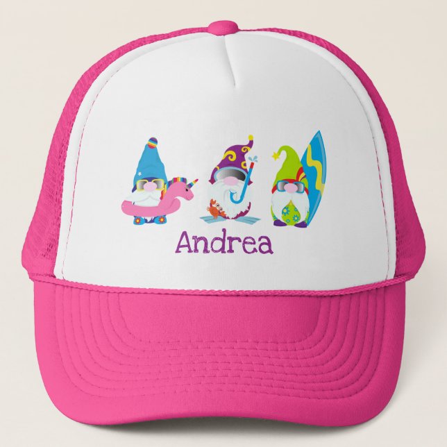 Funny Summer Gnomes Beach Personlig Keps (Framsida)
