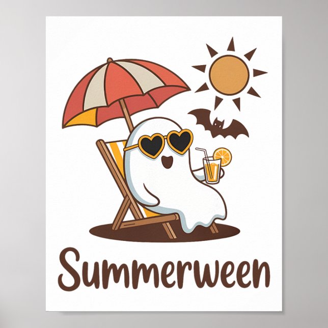Funny Summerween Cute Spooky Summer Ghost Hallowee Poster (Framsidan)
