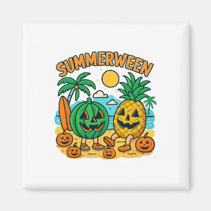 Funny Summerween Cute Watermelon och ananas Bea Magnet