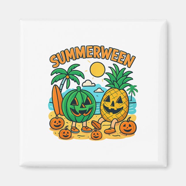Funny Summerween Cute Watermelon och ananas Bea Magnet (Framsidan)