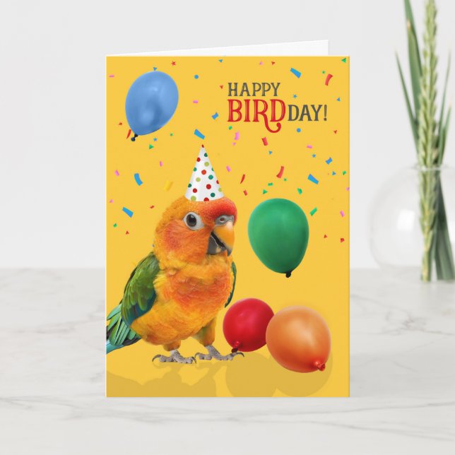 Funny Sun Conure Parrot Birthday Kort (Framsida)