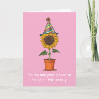 Funny Sunflower Birthday Seed-y Humor Fun Kort