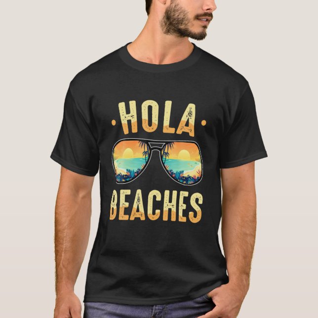 Funny Sunglass Retro Beacher Lycklig Summer Vacati T Shirt (Framsida)