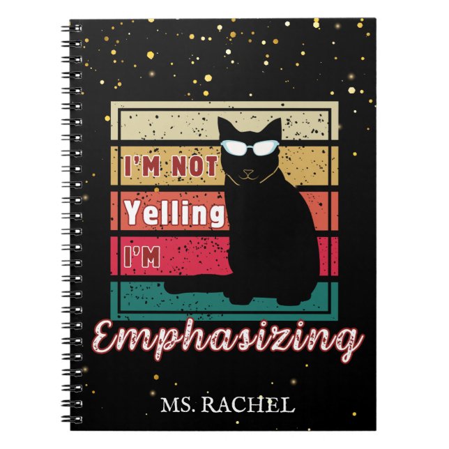Funny Sunset Grid Cat Lover Teacher Anteckningsbok (Framsidan)