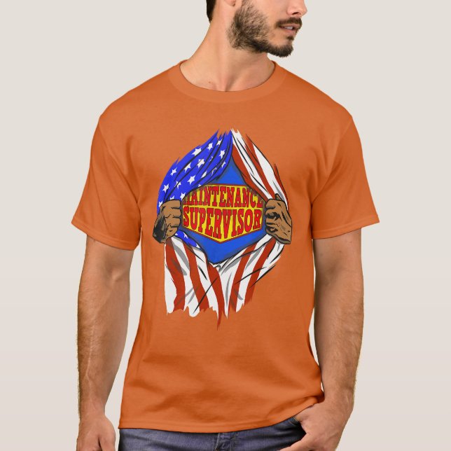 Funny Super Maintenance Supervisor Hero Job T Shirt (Framsida)