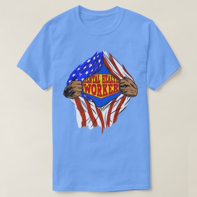Funny Super Mental Health Worker Hero Job 1404 613 T Shirt (Design framsida)