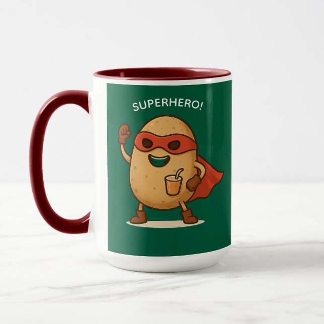 Funny Superhero Potato Cartoon Graphic Combo Mug Mugg (Vänster)