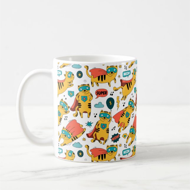 Funny Superhjälte Cat Kaffemugg (Vänster)