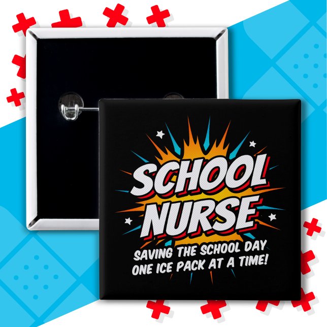 Funny Superhjälte School Nurse-uppskattning Knapp (Skapare uppladdad)