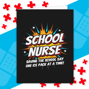 Funny Superhjälte School Nurse-uppskattning Kort