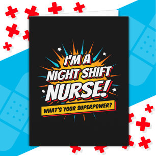 Funny supermakt Nattskift Nurse-avskrivning Kort