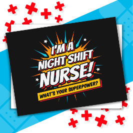 Funny supermakt Nattskift Nurse-avskrivning Vykort