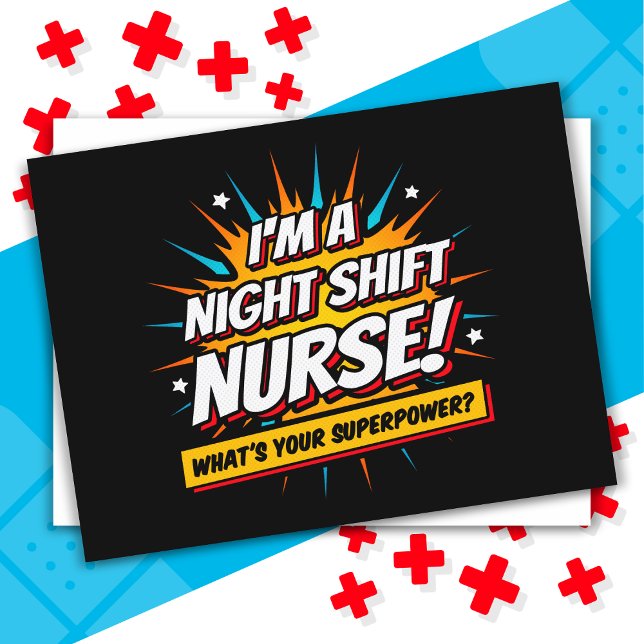 Funny supermakt Nattskift Nurse-avskrivning Vykort (Skapare uppladdad)