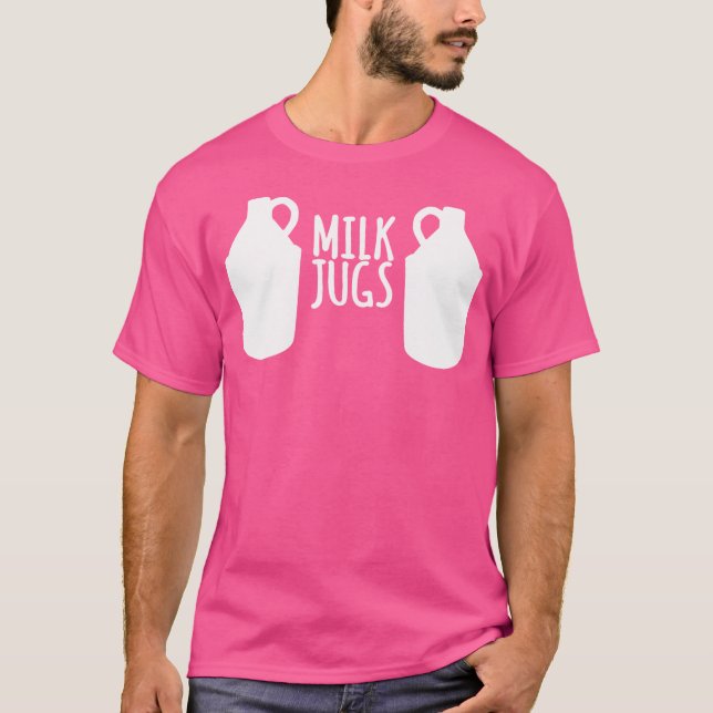Funny support för amning av Mjölk Jugs T Shirt (Framsida)