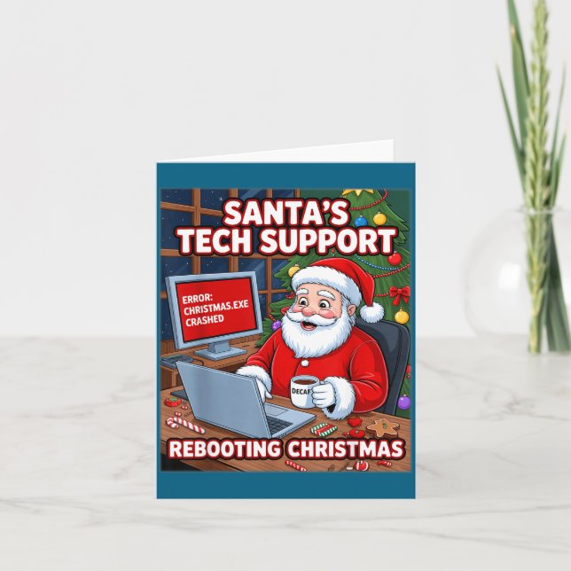 Funny Support Santa Tech Rebooting s Kort (Framsida)
