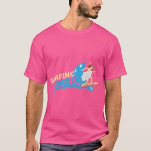 Funny Surfing Jesus Humor Meme Christian T Shirt