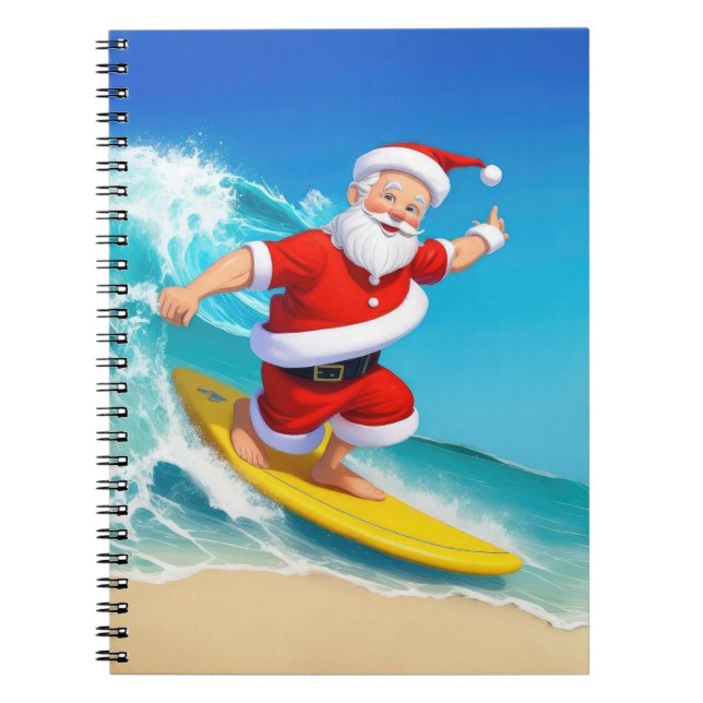 Funny Surfing Jultomten Anteckningsbok (Framsidan)